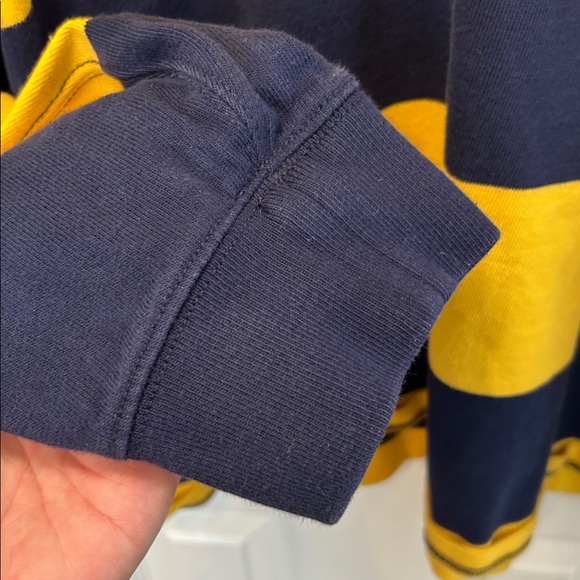 Vintage Ralph Lauren Men's Navy and Yellow Striped Shirt - Picture 5 of 9